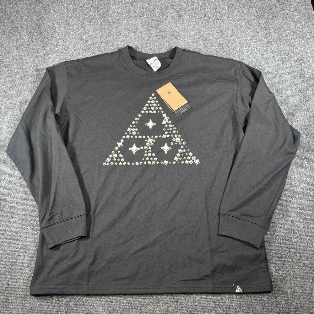 Nike ACG Stars‎ Graphic Loose Fit Long Sleeve Shirt Mens Size Medium M Black NWT_4